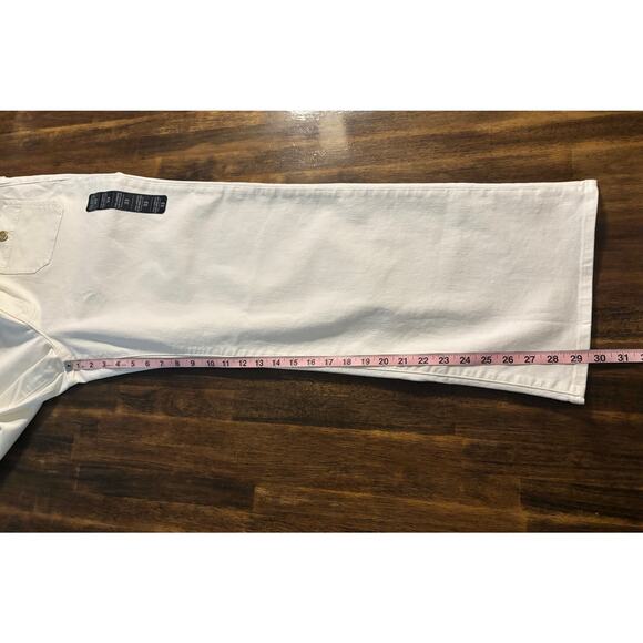 J Crew Women's 33 (36 x 30) Jean Slim Wide Leg Full Length White Denim High Rise - Picture 12 of 14